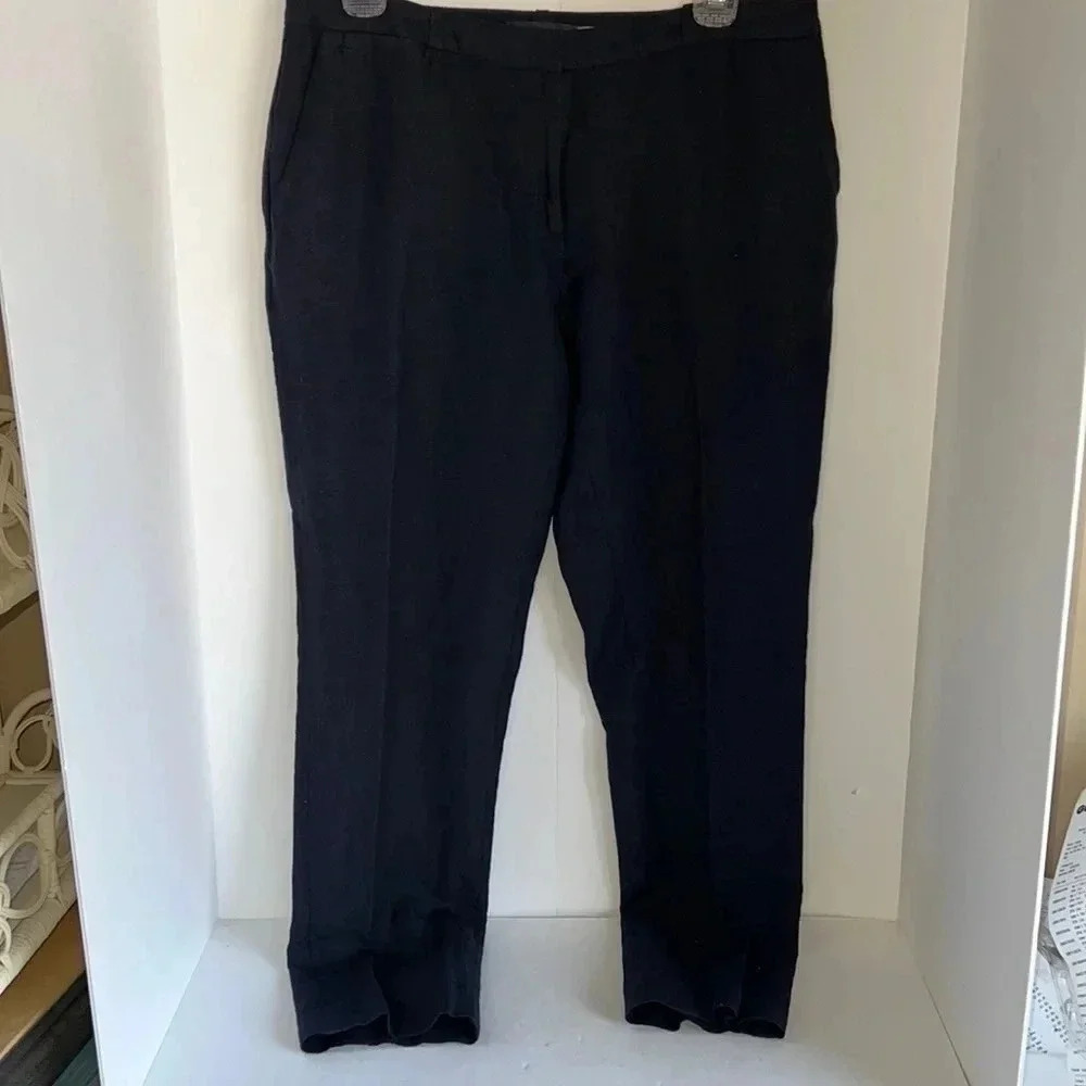 Tommy Hilfiger Linen Blend Pants Women’s Size 6 Navy Blue Pockets Lightweight